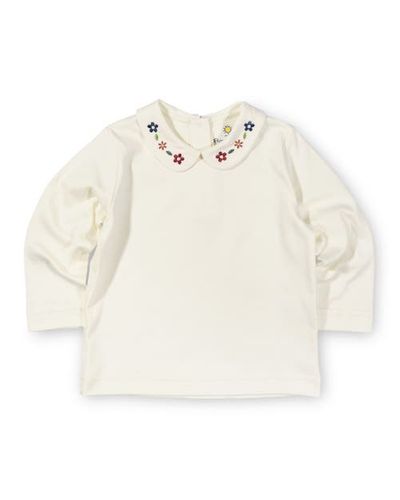 Florence Eiseman Florence Eiseman Knit Long Sleeve Blouse With Embroidered Flowers