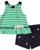 Florence Eiseman Florence Eiseman Knit Short Set With Softballs, Flowers, Ladybug - 1