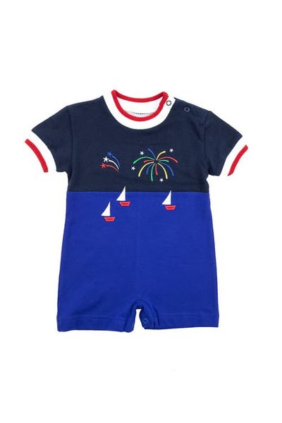 Florence Eiseman Florence Eiseman Knit Shortall With Boats And Fireworks