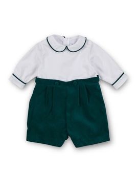 Florence Eiseman Florence Eiseman Pique And Velvet Short Sleeve All