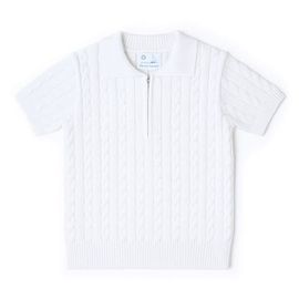 Florence Eiseman Florence Eiseman Short Sleeve Polo Cable Sweater