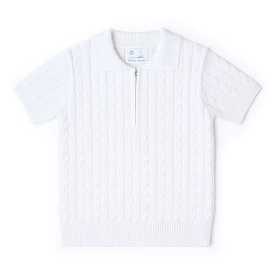 Florence Eiseman Florence Eiseman Short Sleeve Polo Cable Sweater