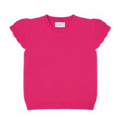 Florence Eiseman Florence Eiseman Short Sleeve Sweater with Scallop Edges
