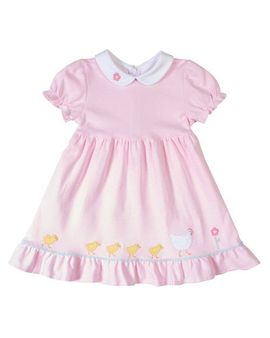 Florence Eiseman Florence Eiseman Stripe Knit Dress With Flowers, Hen & Chicks