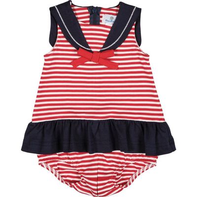 Florence Eiseman Florence Eiseman Stripe Knit Romper With Sailor Collar