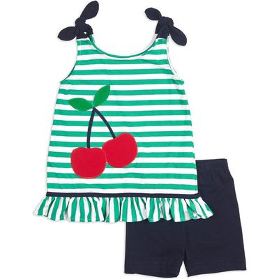 Florence Eiseman Florence Eiseman Stripe Knit Short Set With Cherries