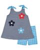 Florence Eiseman Florence Eiseman Stripe Knit Short Set With Flowers & Stars - 1