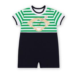 Florence Eiseman Florence Eiseman Stripe Knit Shortall With Baseball Field