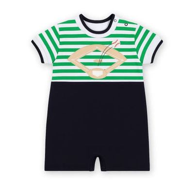 Florence Eiseman Florence Eiseman Stripe Knit Shortall With Baseball Field