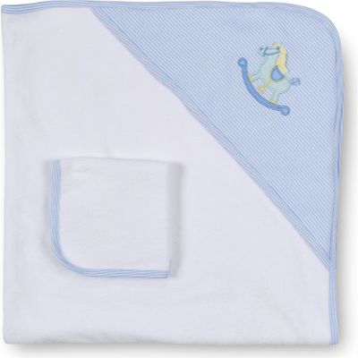 Florence Eiseman Florence Eiseman Stripe Knit Towel Set With Rocking Horse