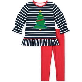 Florence Eiseman Florence Eiseman Stripe Knit Tunic Set with Christmas Tree