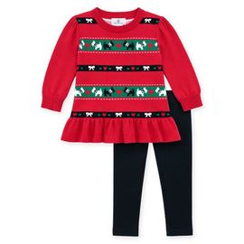 Florence Eiseman Florence Eiseman Sweater Tunic Set with Scotty Dogs, Bows, & Hearts