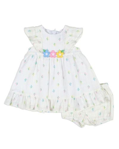 Florence Eiseman Florence Eiseman Textured Lawn Floral Printed Dress With Flowers and Bloomer