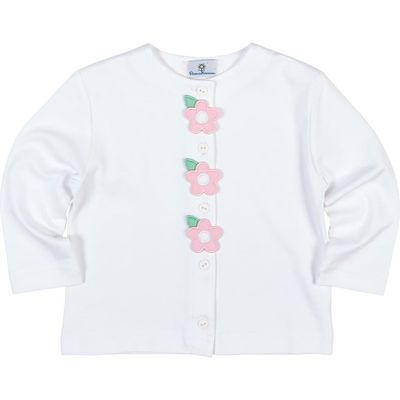 Florence Eiseman Florence Eiseman White Knit Cardigan With Flowers 