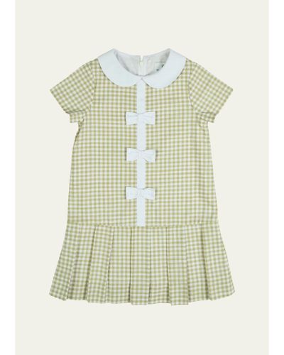Florence Eiseman Girl's Check Dress with Pleated Skirt & Bows