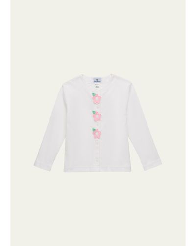 Florence Eiseman Girl's Flower Applique Cotton Cardigan