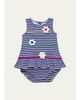 Florence Eiseman Girl's Stripe Knit Romper with Pompoms & Flowers - 1