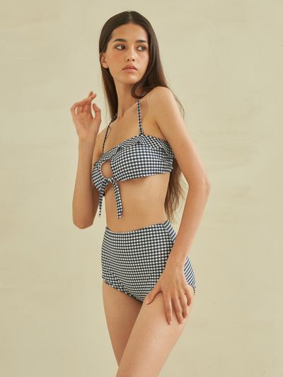 florida ticket Front-Slit Bikini Brief - Check