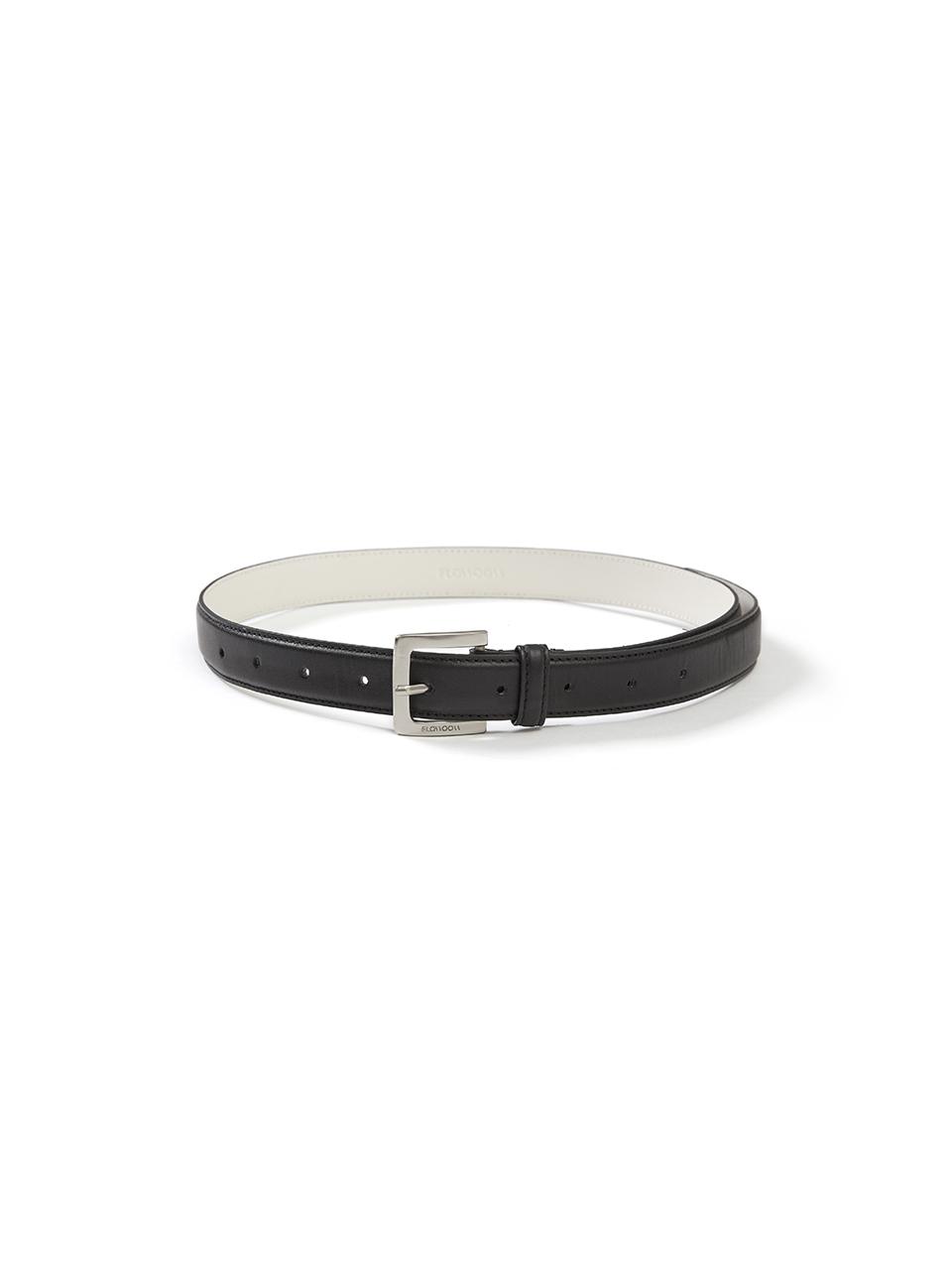 FLOWOOM Classic Premium Leather Square Buckle Belt [Black]