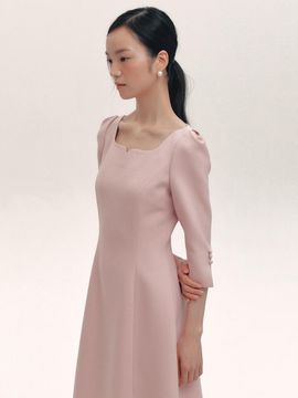 FLOWOOM Cocktail Heart Neck Long Dress (4color)