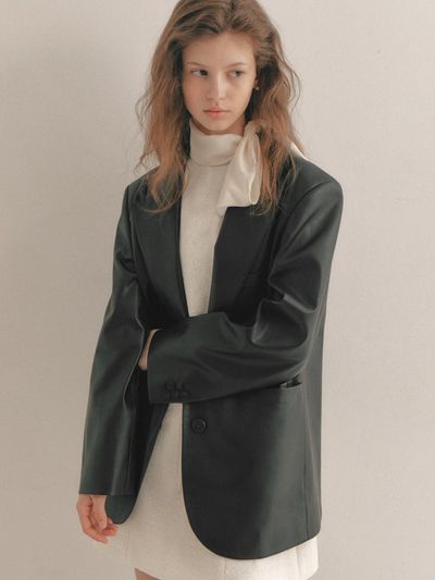 FLOWOOM French Oversized Vintage Leather Jacket