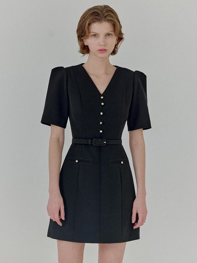 FLOWOOM Gold Tone Beads Midi Dress - 2colors