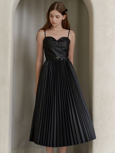 FLOWOOM Rome Pleats Bustier Dress_Black