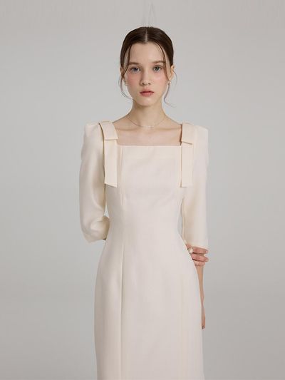 FLOWOOM Three-Quarter Sleeve Dress_4 Colors