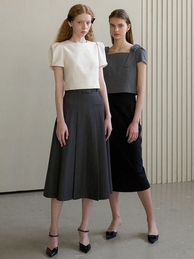 FLOWOOM Wave Pleats Skirt_2 Colors