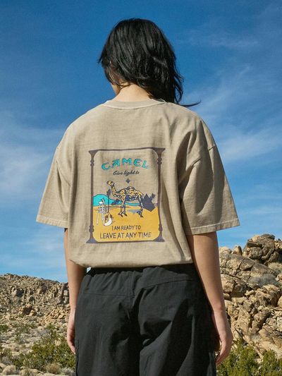 Fluke Camel Pigment-Washed Short-Sleeve Tee 4 Colors W