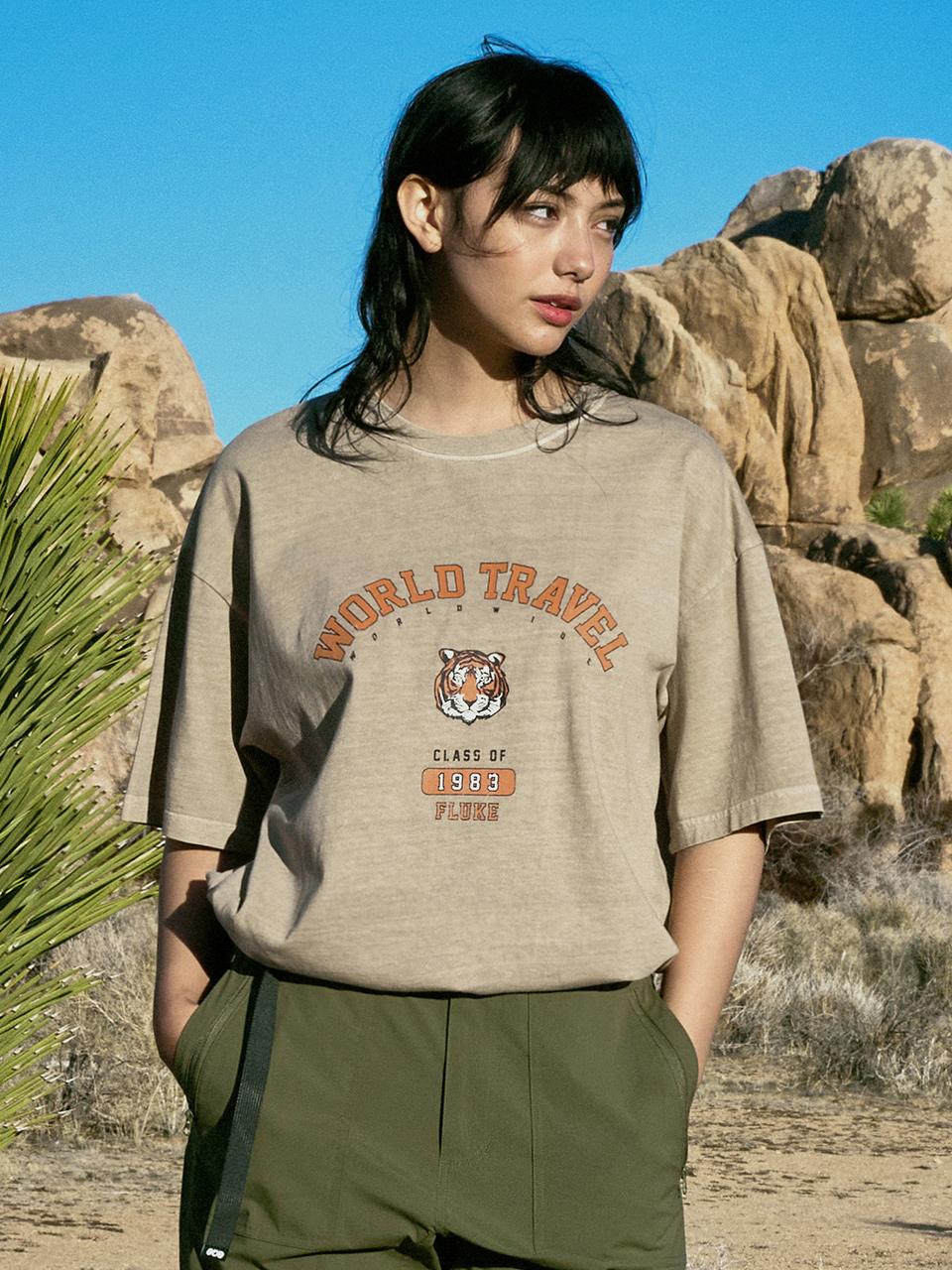 Fluke World Travel Tiger Pigment T-Shirt 5 Colors W