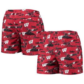 FOCO Men's FOCO Red Wisconsin Badgers Island Palm Swim Trunks 