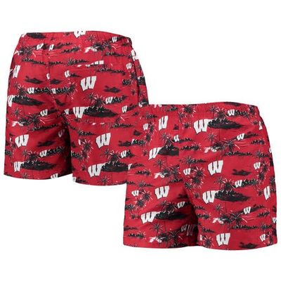 FOCO Men's FOCO Red Wisconsin Badgers Island Palm Swim Trunks 