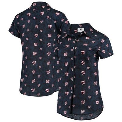 FOCO Women's FOCO Navy Washington Nationals Floral Button Up Shirt 