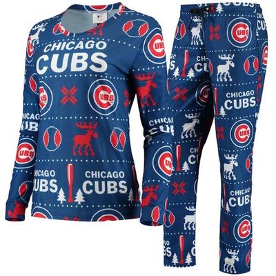 FOCO Women's FOCO Royal Chicago Cubs Ugly Pajama Set 