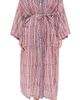 Folkloore Folkloore Dressing Gown Burgundy With Blue Piping One - 1