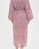 Folkloore Folkloore Dressing Gown Burgundy With Blue Piping One - 3