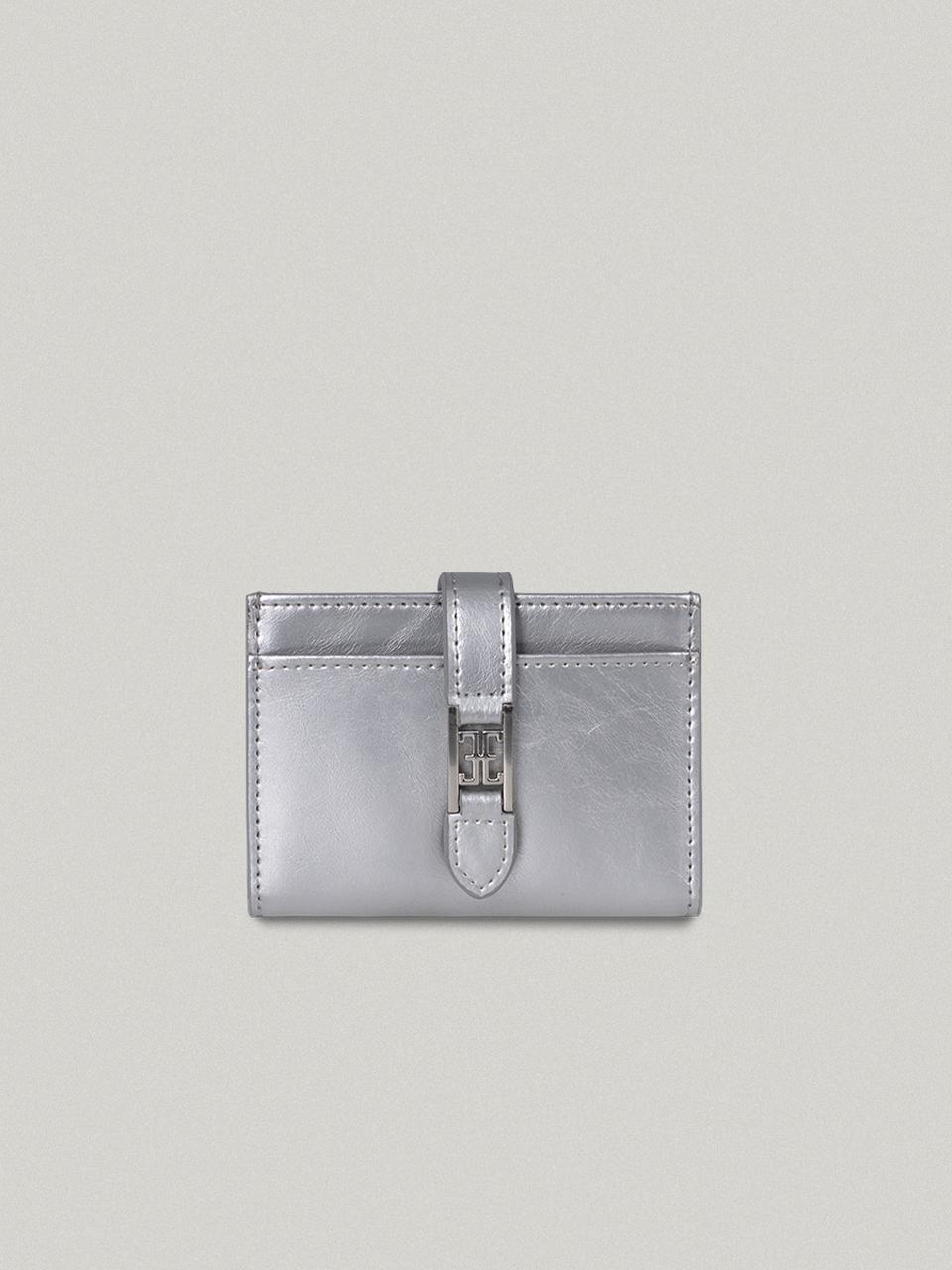 FOLNUA Classic Logo Cowhide Card Wallet [Silver]
