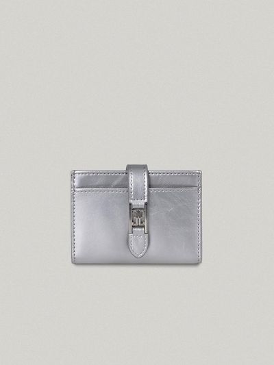 FOLNUA Classic Logo Cowhide Card Wallet [Silver]