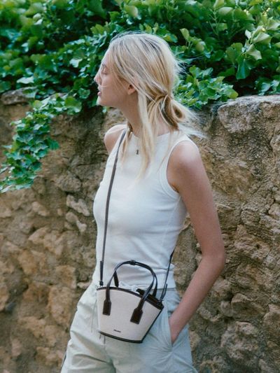 FOLNUA Compact Canvas Leather Drawstring Bag