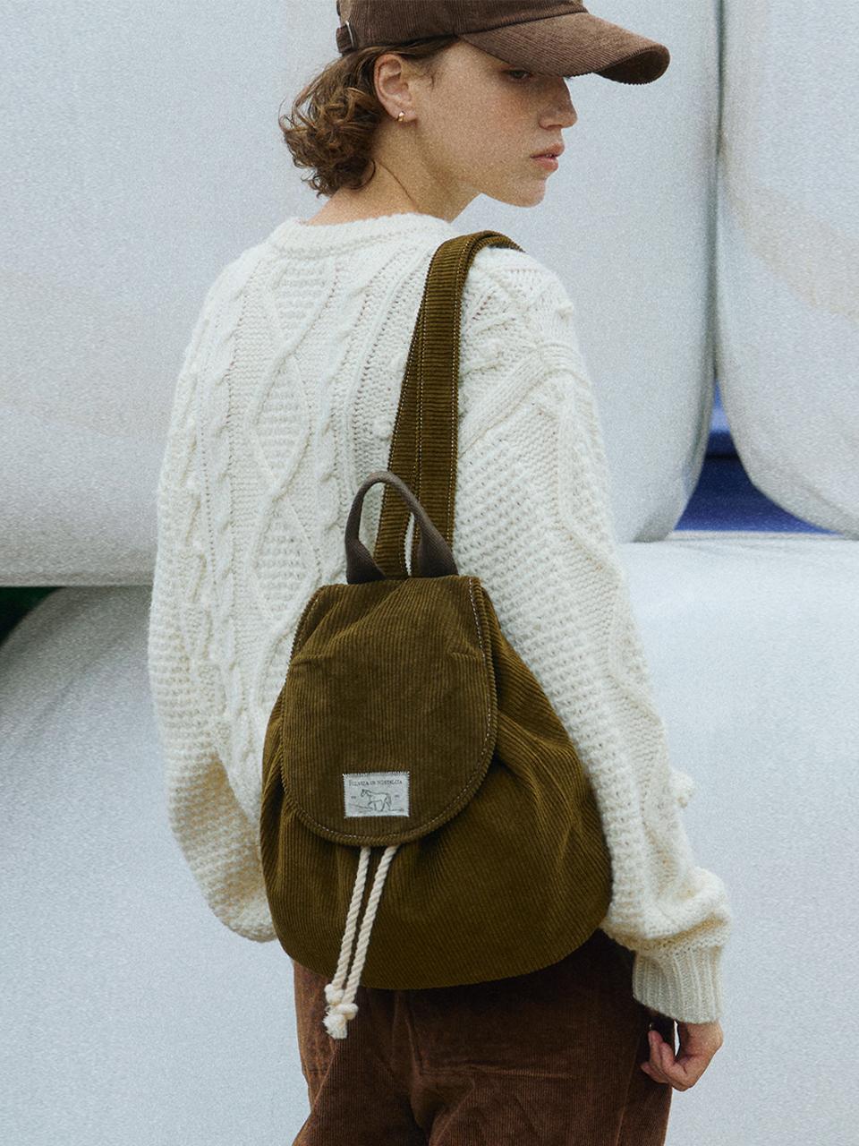 FOLNUA Corduroy Adjustable Backpack [KHAKI]