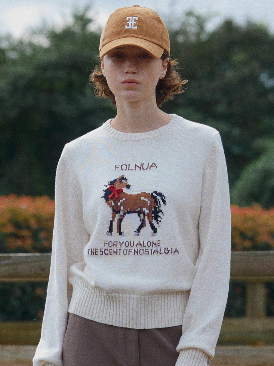FOLNUA Cotton Cashmere Jacquard Knit [Beige]