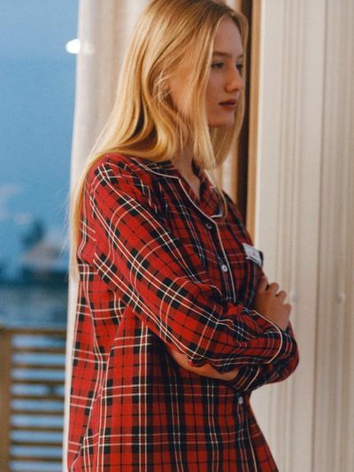 FOLNUA Cotton Soft-touch Check Pajama Set [RED]