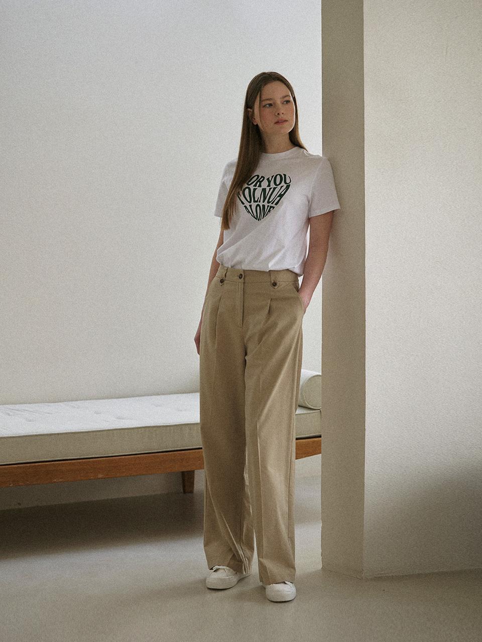 FOLNUA Cotton Tencel Wide Fit Chino Pants [Beige]