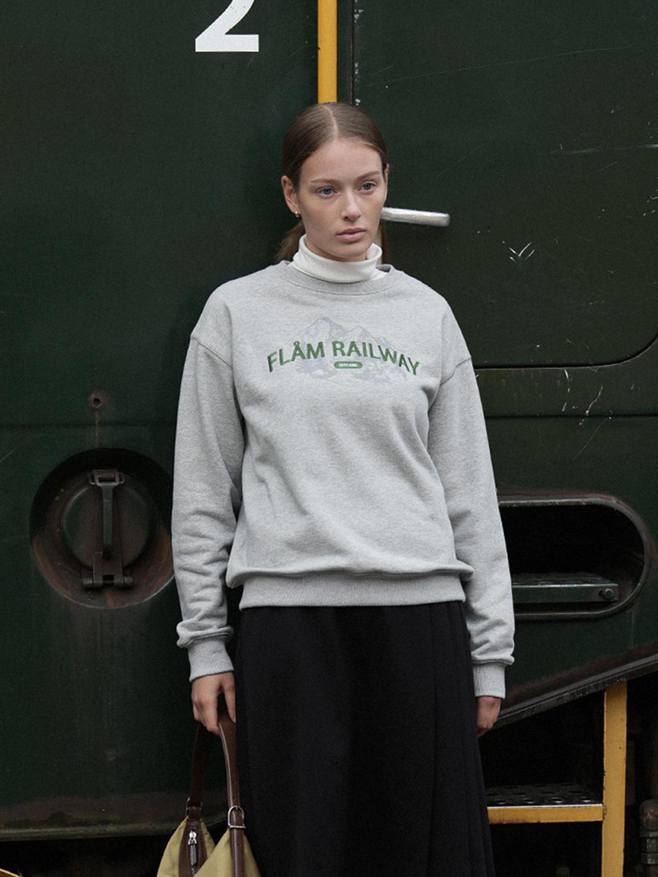 FOLNUA Oversized Cotton Polyester Railway Sweatshirt [GRAY]