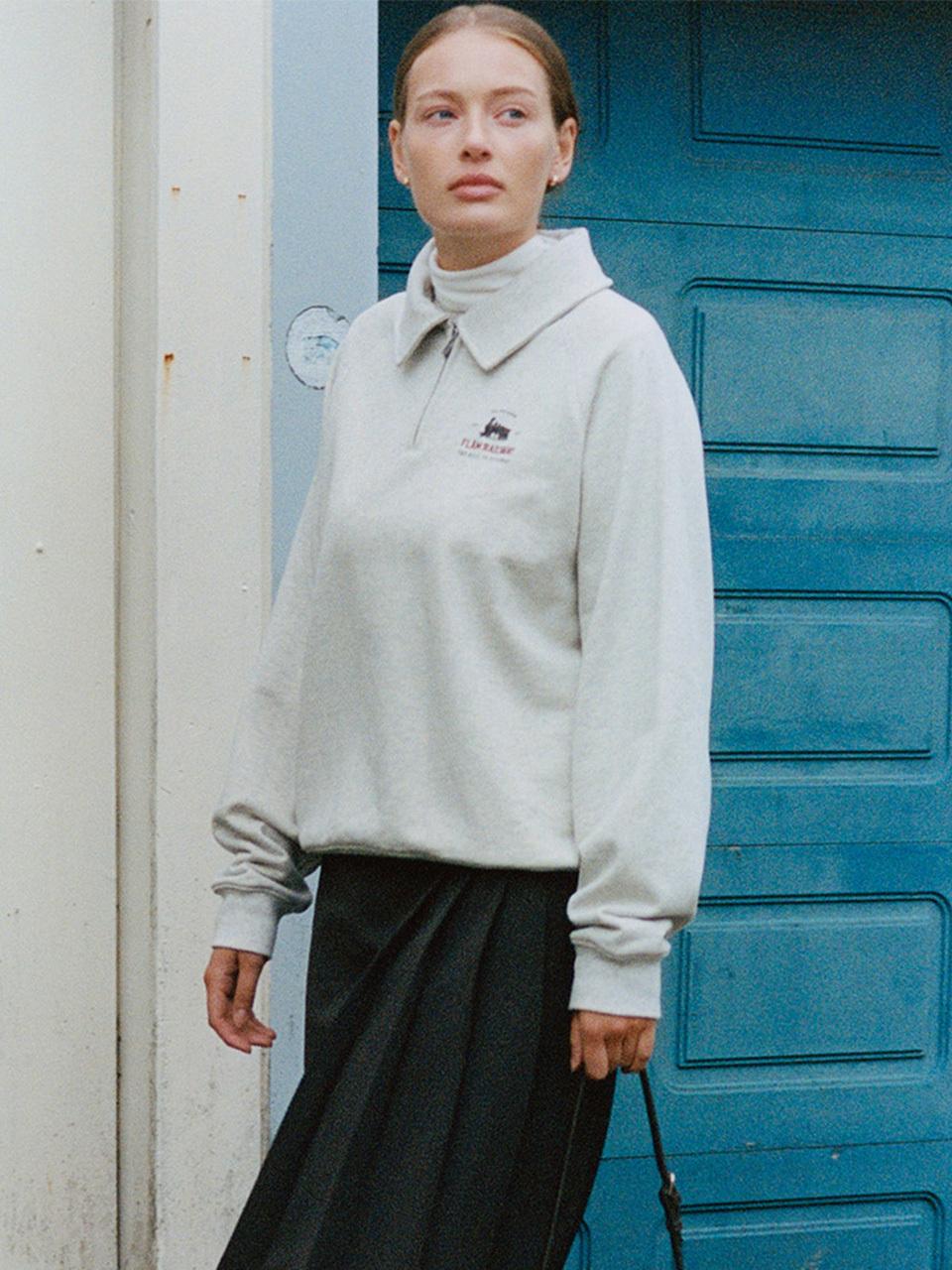 FOLNUA Raglan Sleeve Zip Up Cotton Blend Sweatshirt [Light Brown]