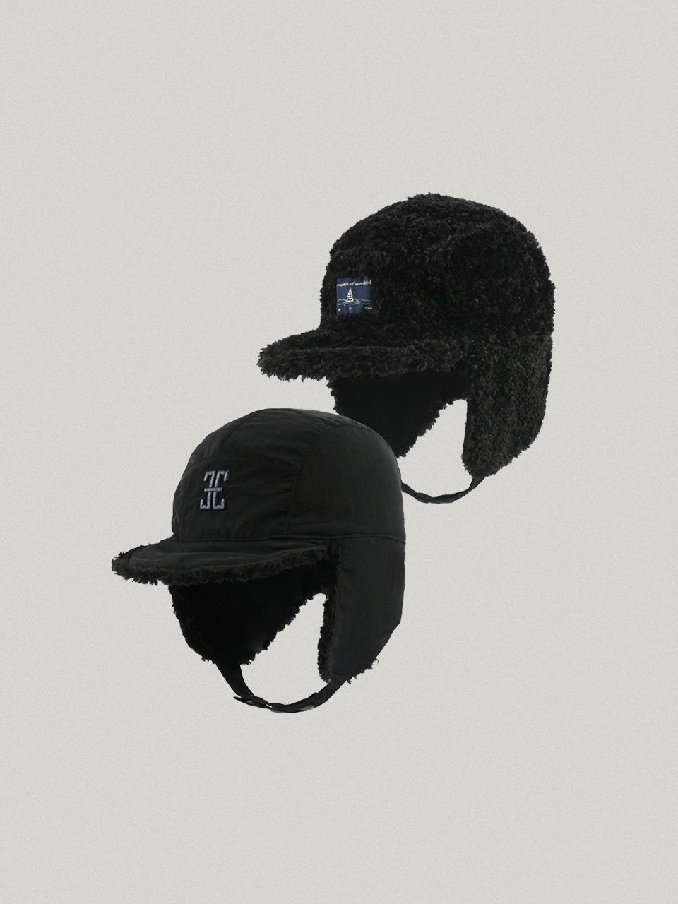 FOLNUA Reversible Teddy Adjustable Earflap Cap [BLACK]