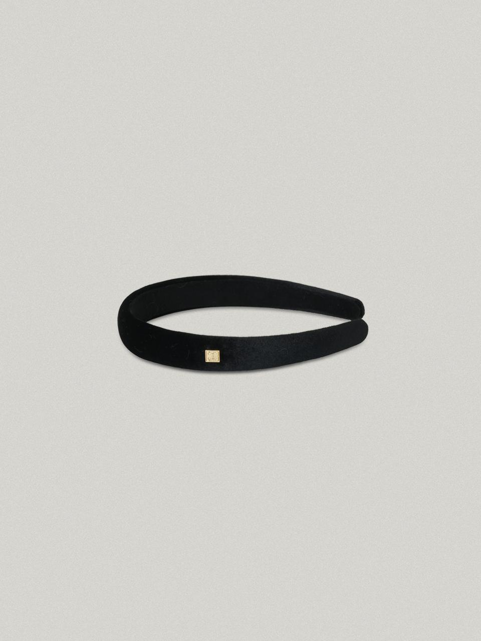 FOLNUA Square Logo Velvet 2CM Hairband [BLACK]