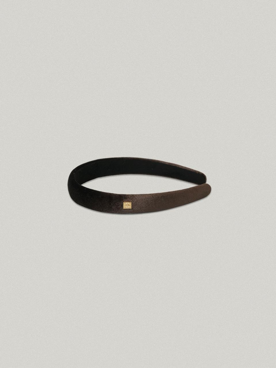 FOLNUA Square Logo Velvet 2CM Hairband [BROWN]