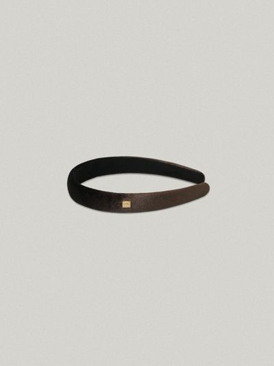 FOLNUA Square Logo Velvet 2CM Hairband [BROWN]